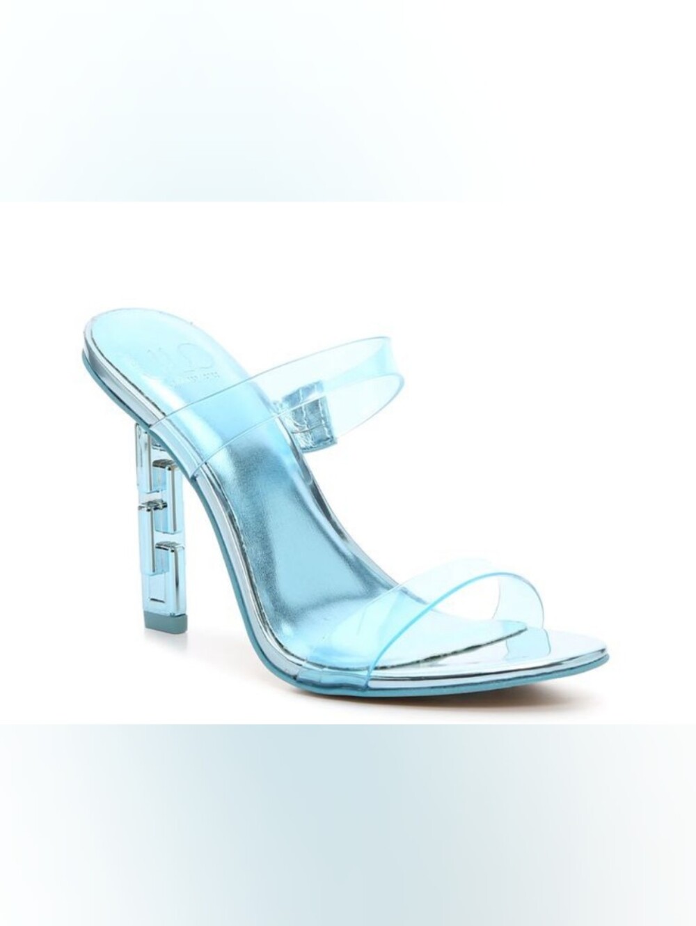 JLO Jennifer Lopez Charlee Blue Clear Vinyl Sandals Silver Chain Link Heelโข8M โ๏ธ